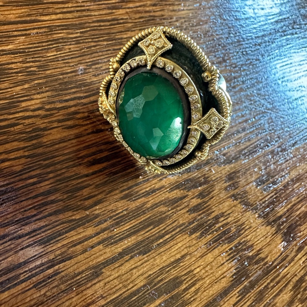 Armenta cocktail ring. 18k yellow gold crivelli stations.